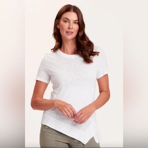 Wearables by Habitat White Asymmetrical Hem Short Sleeve T-Shirt Sz S Casual